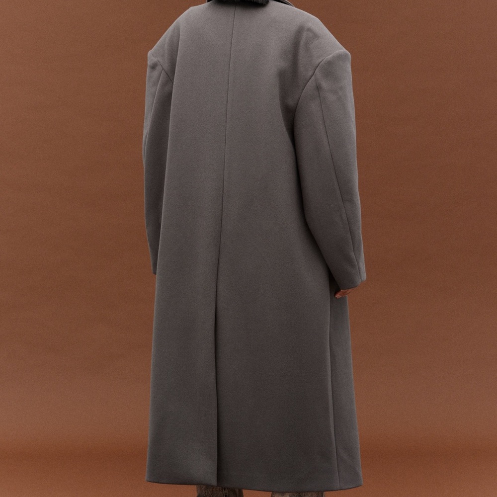Source Unknown Wallis Oversized Grandpa Coat- Grey Medium - Picture 10 of 14